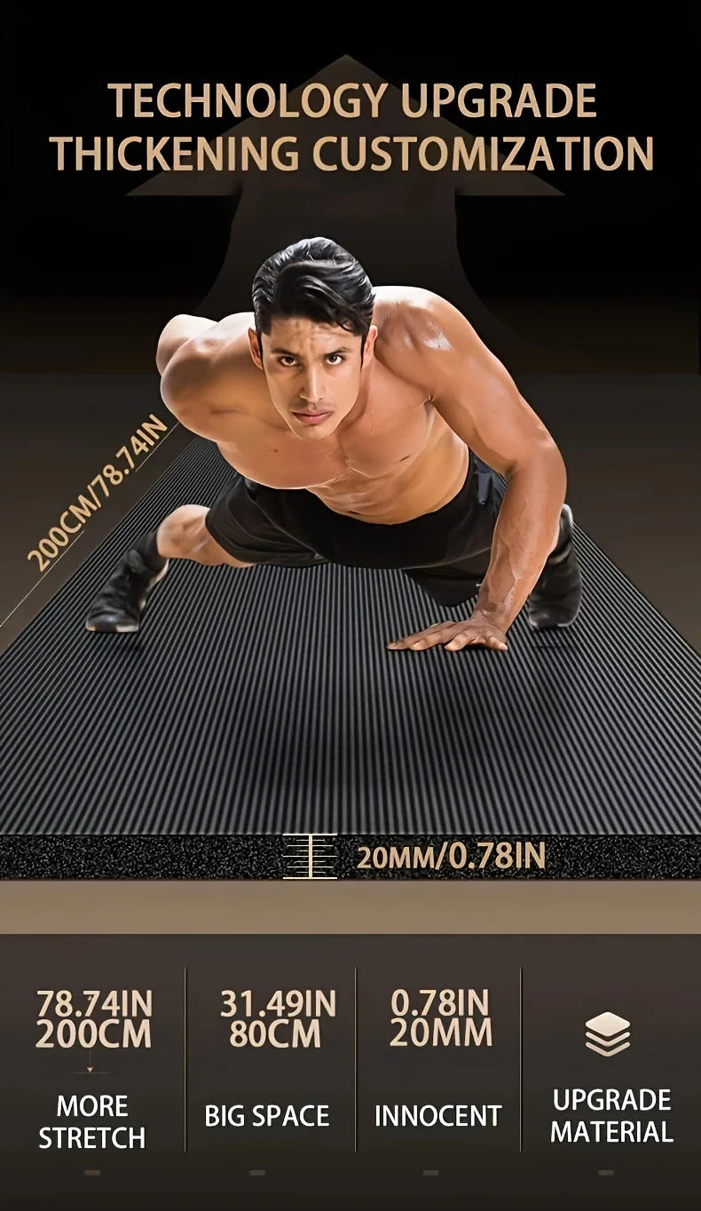 15/20mm Thick NBR Yoga Mat Moisture-proof Outdoor Non-Slip Durable Camping Picnic Mat 200x80cm Exercise Gym Fitness Workout - Ravar