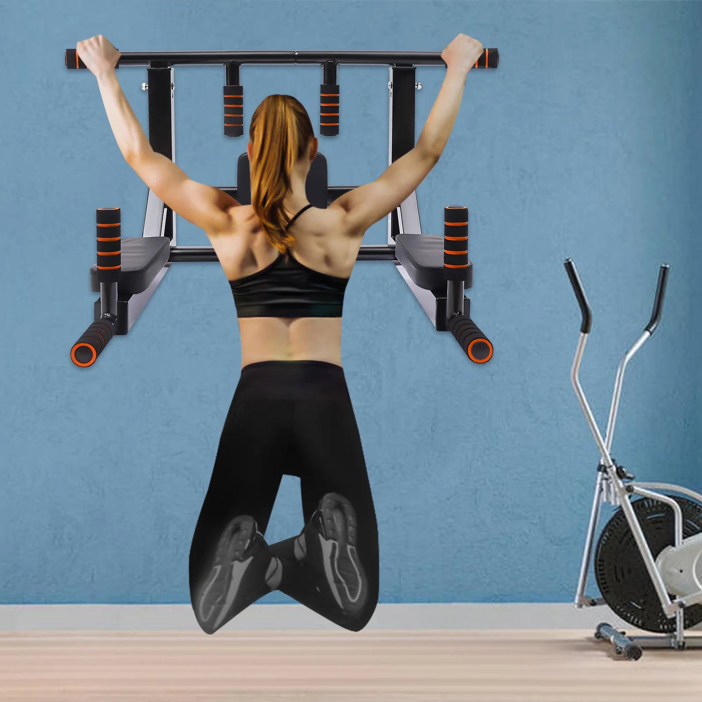 Wall Mounted Pull Up Bar Chin Up bar Multifunctional Dip Station for Indoor Home Gym Workout, Training Equipment Fitness Dip - Ravar