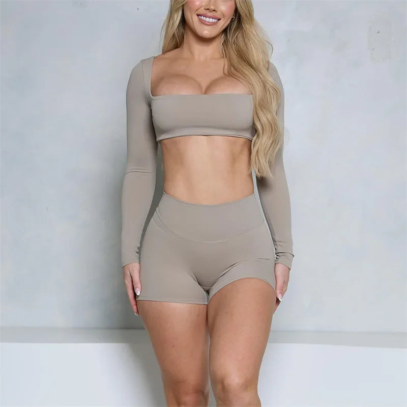 Women’s Two-Piece Long Sleeve Gym Set - Ravar