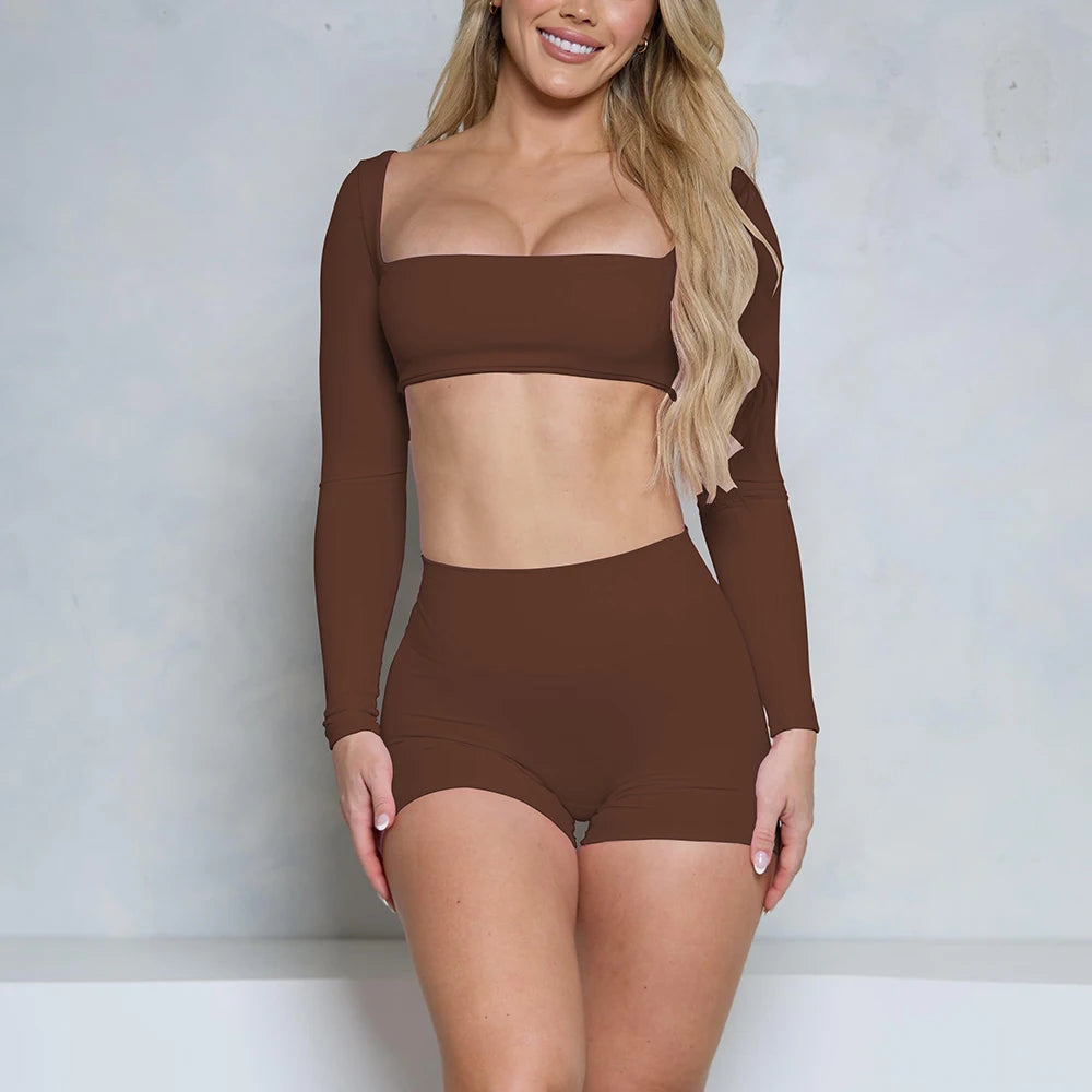 Women’s Two-Piece Long Sleeve Gym Set - Ravar