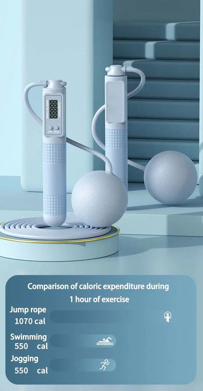 Weight Loss Jump Rope Intelligent Counting Crossfit Adjustable Cordless Skipping Rope Fitness Non-slip Handle Jump Professional - Ravar