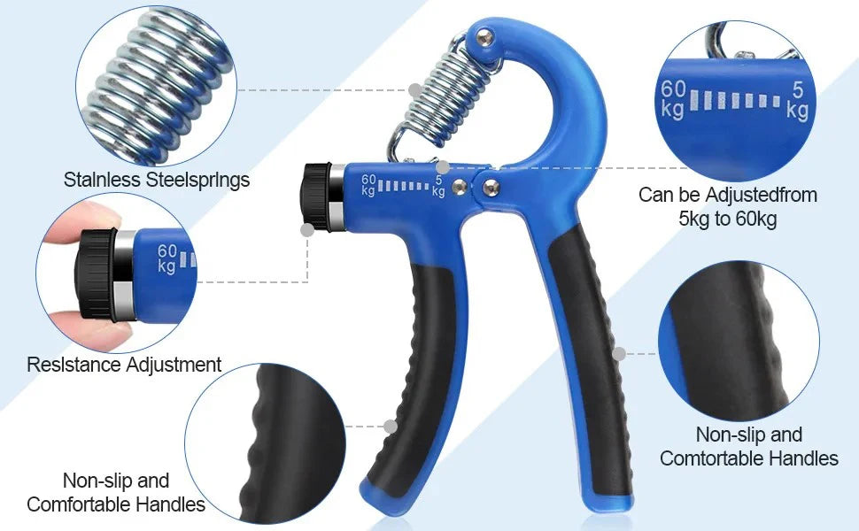 5-Piece Adjustable Hand Grip Strengthener Set for All Fitness Levels - Ravar