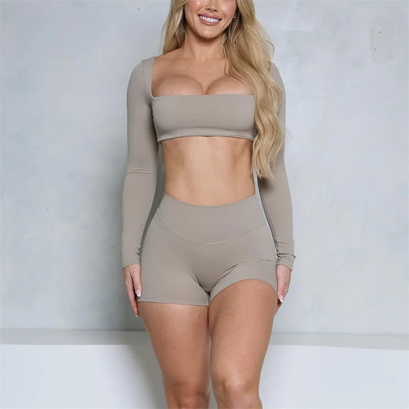 Women’s Two-Piece Long Sleeve Gym Set - Ravar