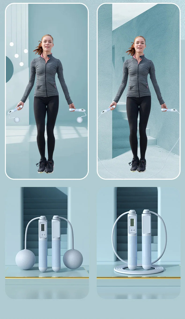 Weight Loss Jump Rope Intelligent Counting Crossfit Adjustable Cordless Skipping Rope Fitness Non-slip Handle Jump Professional - Ravar