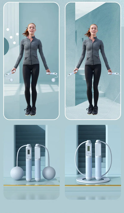 Weight Loss Jump Rope Intelligent Counting Crossfit Adjustable Cordless Skipping Rope Fitness Non-slip Handle Jump Professional - Ravar