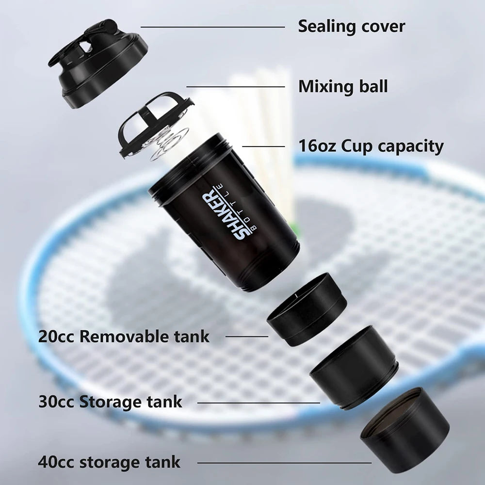 3-Layer Shaker Protein Bottle – The Ultimate Mixing Companion for Your Fitness Journey - Ravar