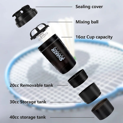 3-Layer Shaker Protein Bottle – The Ultimate Mixing Companion for Your Fitness Journey - Ravar