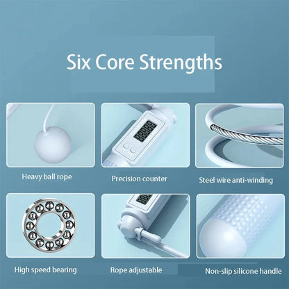 Weight Loss Jump Rope Intelligent Counting Crossfit Adjustable Cordless Skipping Rope Fitness Non-slip Handle Jump Professional - Ravar