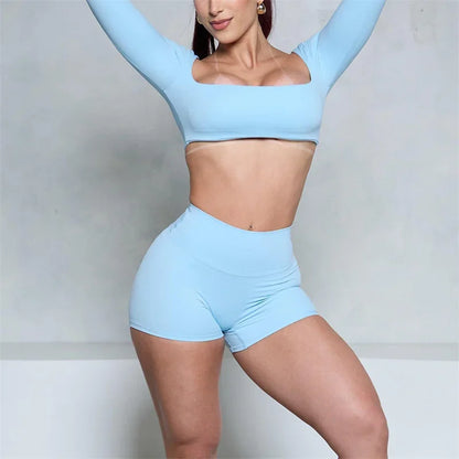 Women’s Two-Piece Long Sleeve Gym Set - Ravar