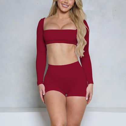 Women’s Two-Piece Long Sleeve Gym Set - Ravar