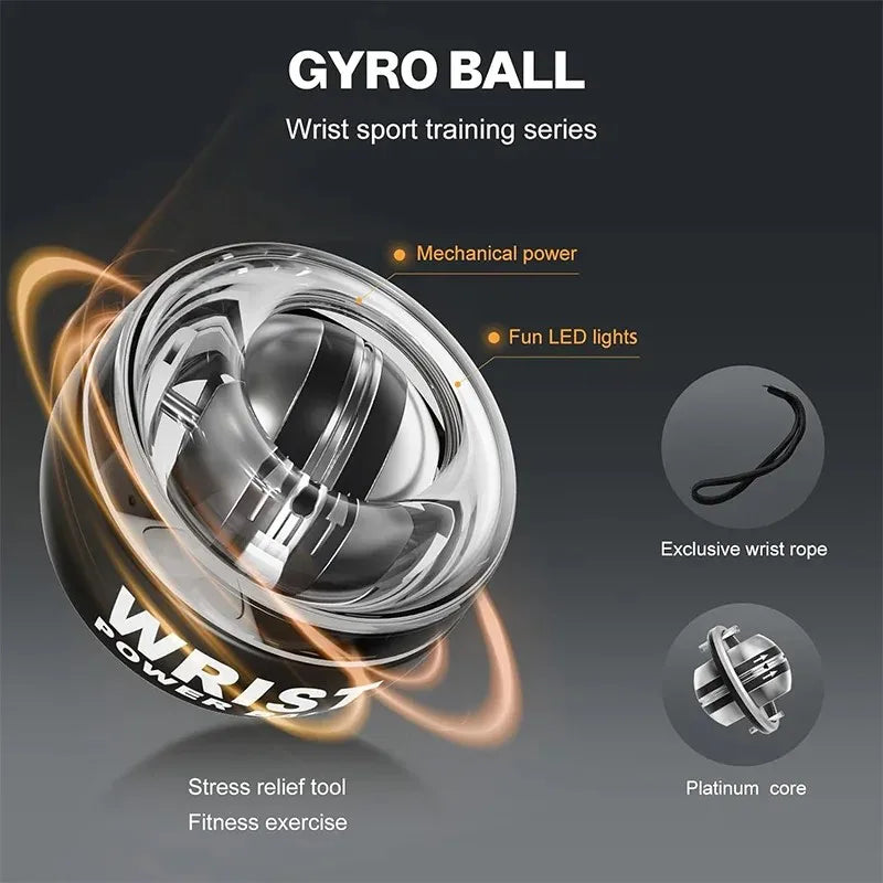 100KG Gyro Power Ball – LED Wrist & Hand Strengthener for Muscle Training - Ravar