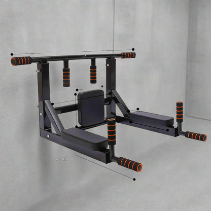 Fitness equipment with dimensions labeled on a white background
